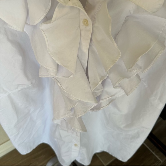 Ralph Lauren White Ruffled Blouse 100% Cotton - Picture 4 of 5